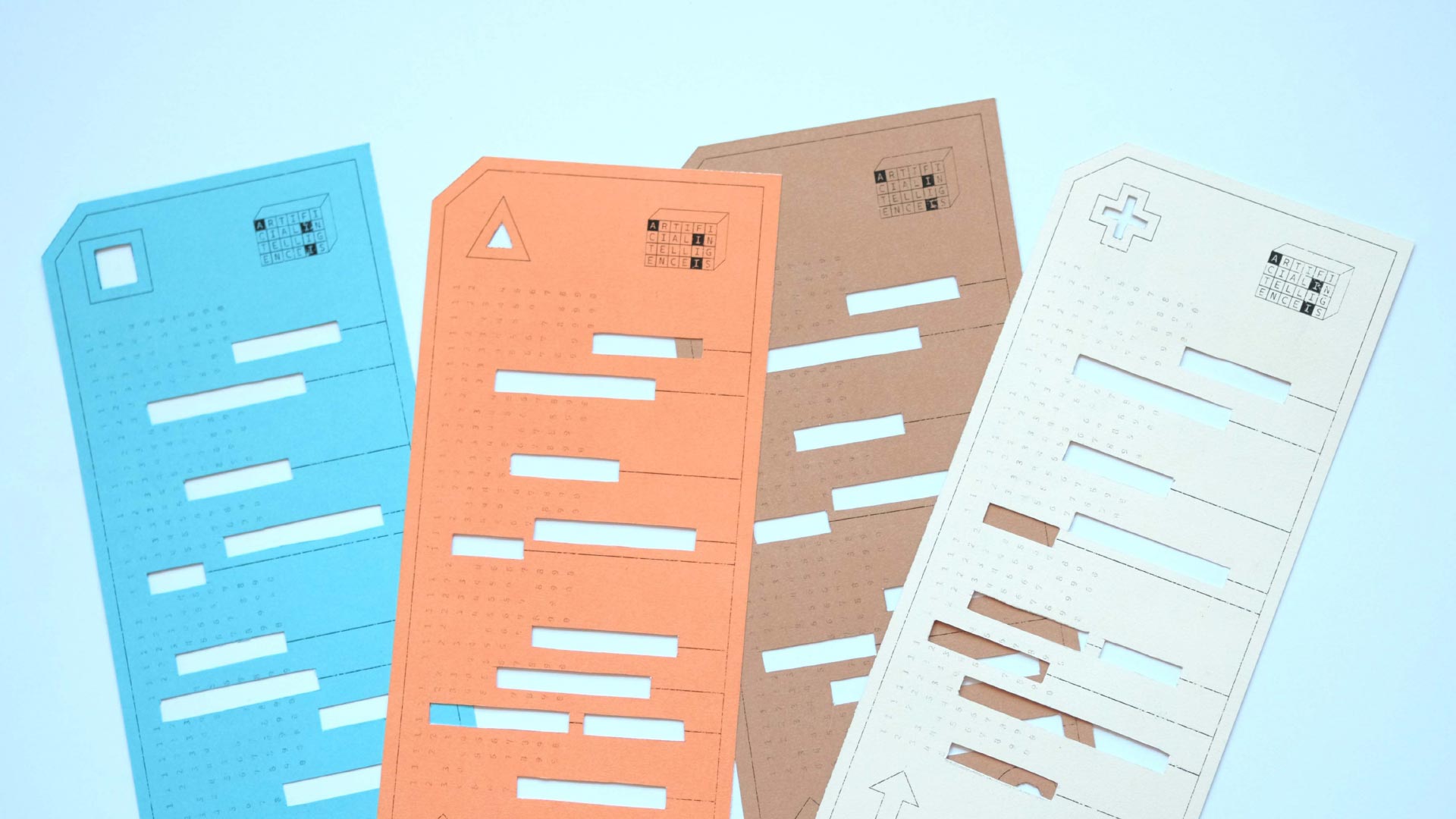 Four decoder cards, each a different color.