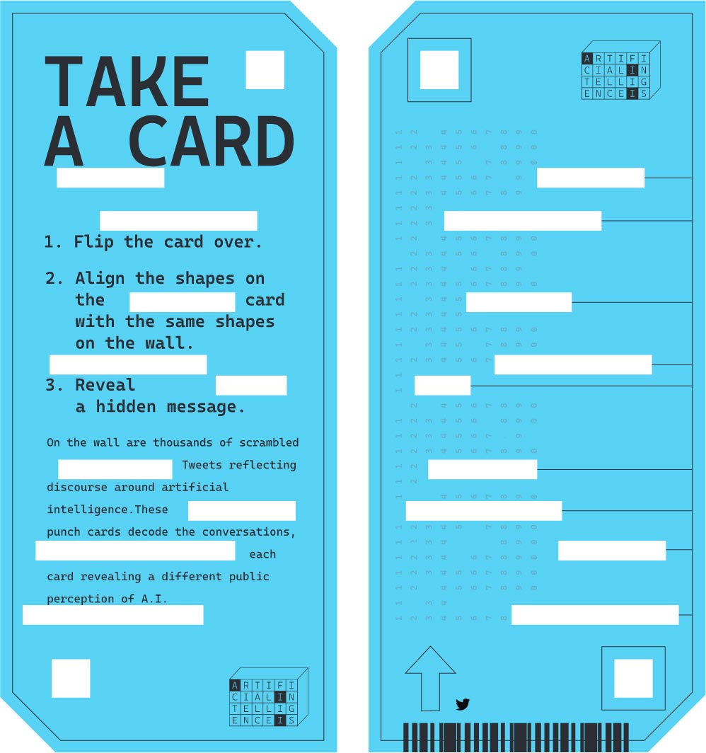 Decoder card detail resembles an old computer punch card in look and feel.
