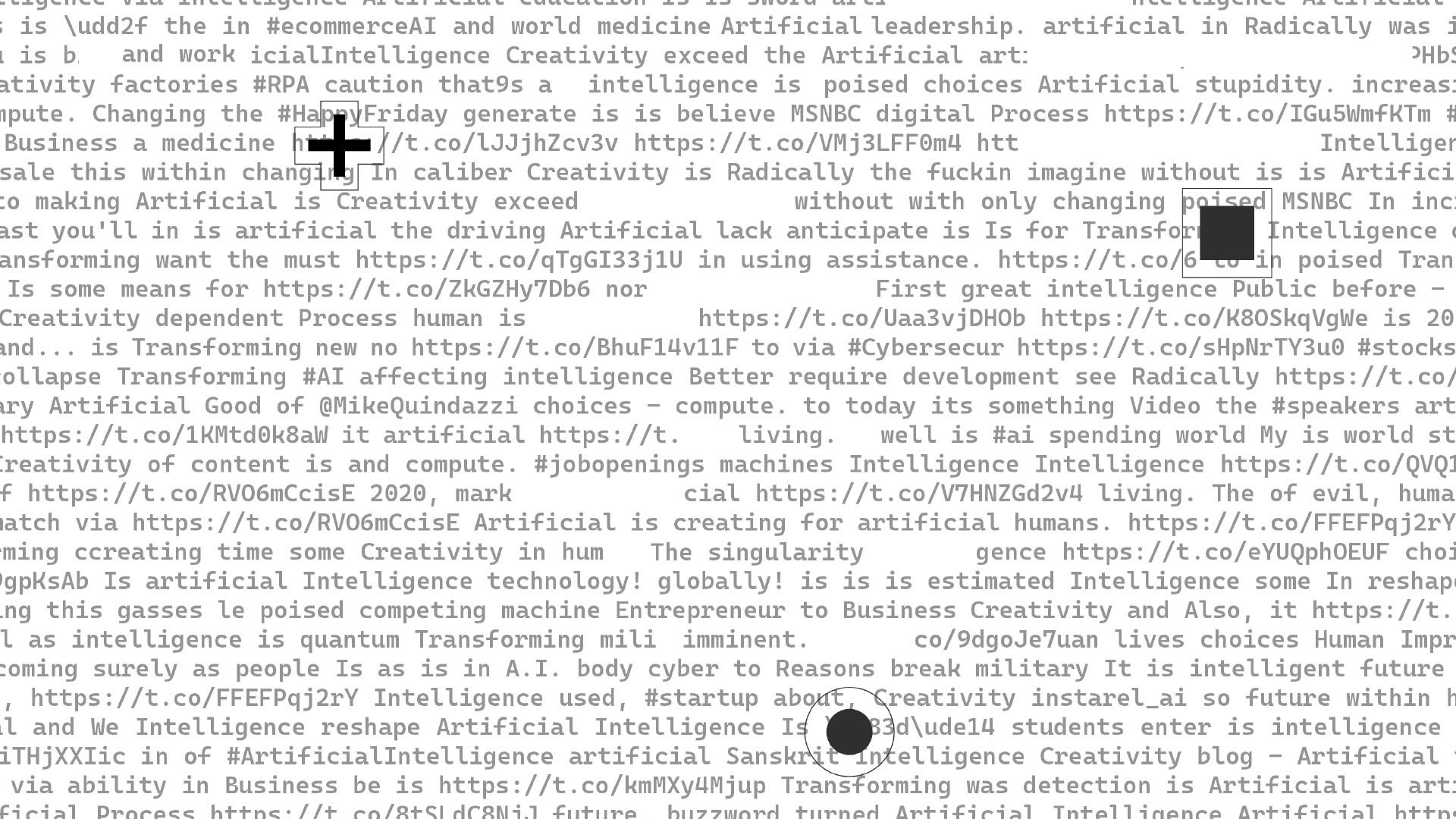 Detail of the visual, revealing a jumbled set of words and shapes.