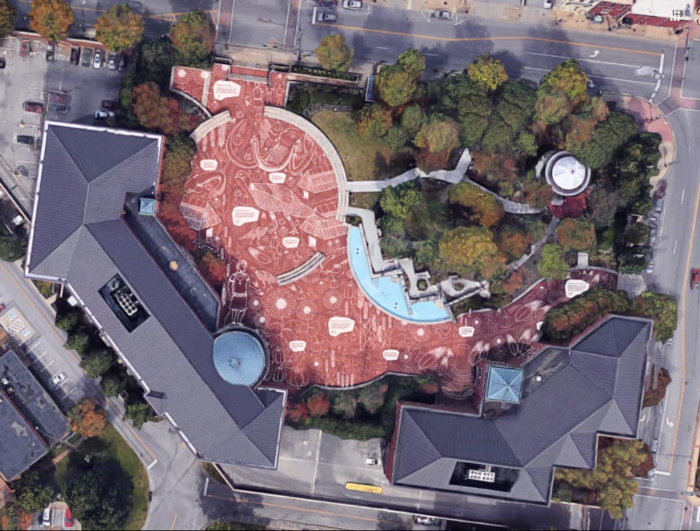 Pathway mural mock-up from above