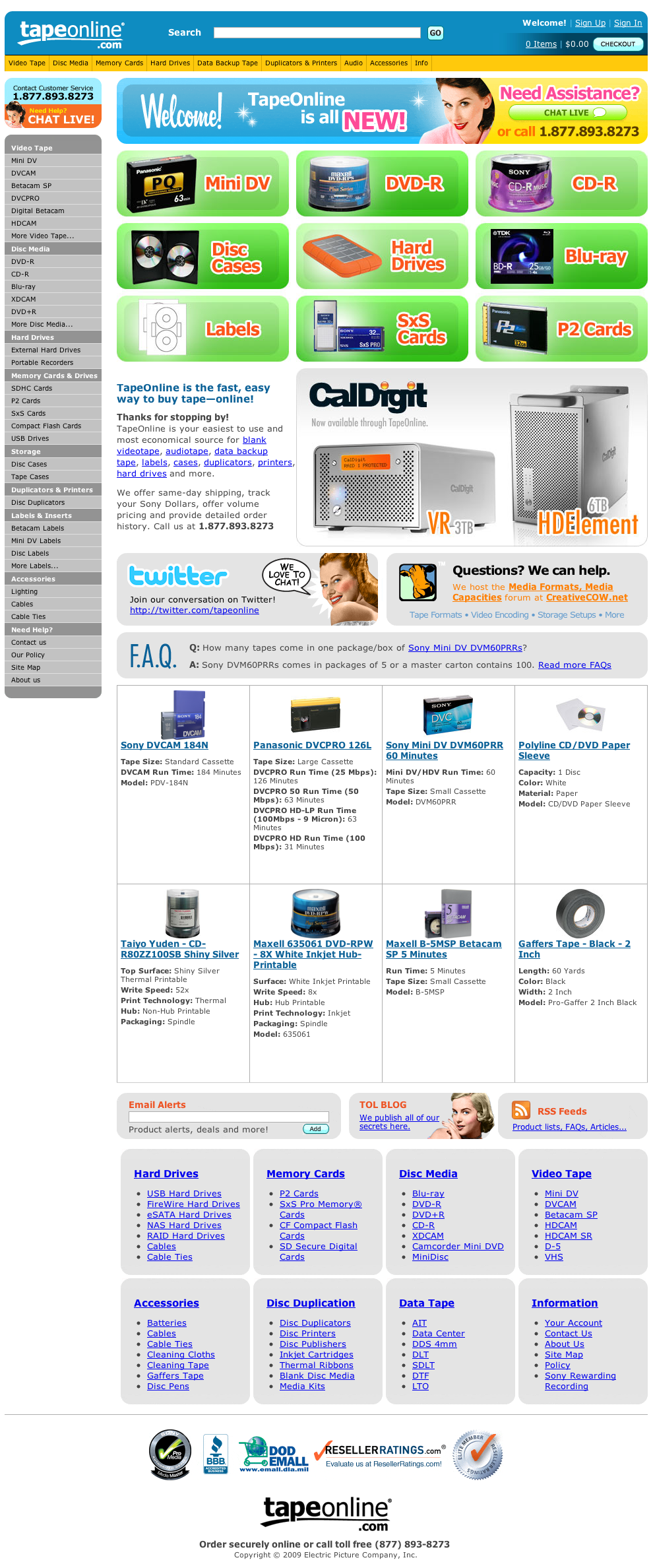 TapeOnline.com homepage