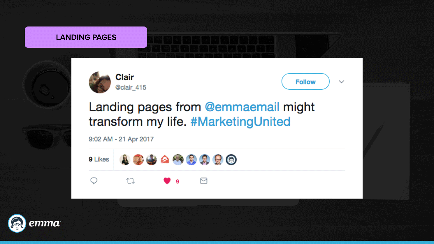 Positive customer Tweet excited about landing pages